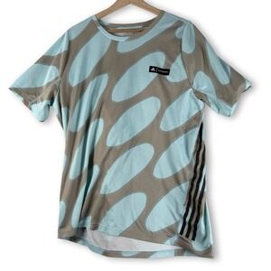 Adidas X Marimekko Run Icons 3 Stripe Tee Tshirt Slim Fit Athletic Sz XL